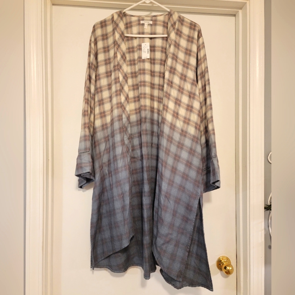 Maurice's Plaid Kimono NWT